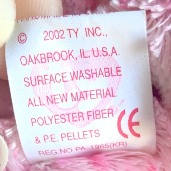 2002 4577 Valentine's Pink Smitten Retired Ty Beanie Baby Teddy Bear Plush MWMT - Picture 7 of 7